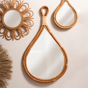 <b>Wall</b> <b>Hanging</b> Teardrop Rattan <b>Mirrors</b> <b>Wall</b> <b>Hanging</b> Contemporary Style Eco Friendly Water Drop Shape <b>Mirror</b> - Product Image 3