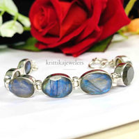 Bracelet fin en argent sterling 925, pierre précieuse naturelle labradorite, coupe artisanale, plaqué argent, bracelet tendance pour femme, cadeau de la Saint-Valentin