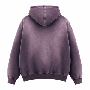 Sweat-shirt à capuche surdimensionné personnalisé effet délavé, en molleton de coton épais, style streetwear vintage - Product Image 2