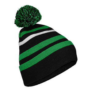 Unisex Striped Beanie <b>Hat</b> Knitted Winter <b>Cap</b> with Pom Pom 100 Acrylic Cuffed Design for Adults 56-58CM Head Circumference - Product Image 6