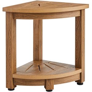 Panca Angolare per Doccia Resistente all'Acqua, Altezza 42 cm, Raggio 32,5 cm, Portata 159 kg, con Ripiano Portaoggetti, Effetto Legno, Arredo Bagno - Product Image 6