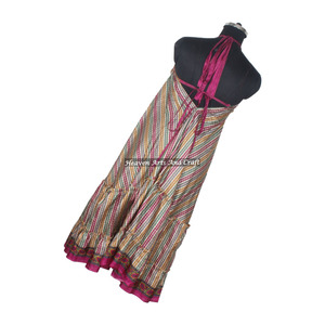 Bohemian New Fashionable Women's Wear Vintage Sari Silk <b>Spaghetti</b> Maxi Dress Ladies Elegant Dinner Gown Sleeveless Evening Gowns - Product Image 2