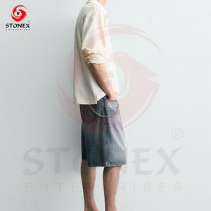 Shorts en jean délavé pour homme, taille mi-haute, coupe droite, décontracté, pour l'été, en coton, 2026. - Product Image 3
