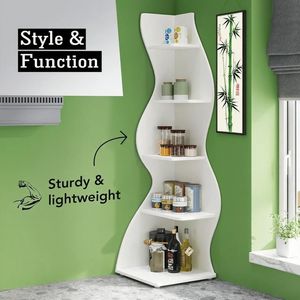 Wall <b>Corner</b> Bookshelf Practical and Space-Saving Bookcase for Home or Office Use - Product Image 5