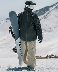 Pantalon de ski imperméable pour homme, beige, polyester, nylon, pantalon de snowboard, fermeture à cordon, Gore-Tex, isolé, vêtements d'extérieur - Product Image 2