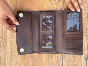 กระเป๋าคลัทช์มือแกะสลักมือกระเป๋าเงินหนังวัวมีสไตล์หลากหลายดีไซน์ใหม่กระเป๋าสตางค์หนังตะวันตก - Product Image 6