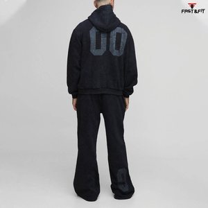 High Quality Winter Solid Waterproof Windproof Custom Unisex 100% Cotton Casual Hooded Sweatsuit <b>Jogger</b> <b>Set</b> - Product Image 2