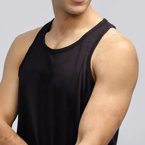 Débardeur sans manches noir pour homme Harry Johnson Production 2026, col rond, tricoté, couleur unie, style décontracté, respirant, en polyester - Product Image 3