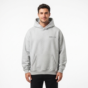 Sudadera con Capucha de Algodón para Hombre, Estilo Urbano, Personalizada al por Mayor, con Pedrería, Color Gris - Product Image 1