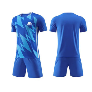 Conjunto de Camiseta de Fútbol Sublimada con Diseño Geométrico Azul para Hombre, Manga Corta, Absorbe la Humedad, Ajuste Atlético, Uniforme de Fútbol - Product Image 1