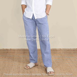 Custom Logo Straight Fit <b>Lounge</b> Pants Cotton Blend Elastic Waist Casual Comfortable Daily Wear <b>Trousers</b> for <b>Men</b> - Product Image 2