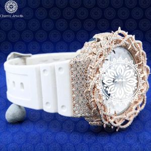 Charm_Jewells Montre de luxe pour femme, boîtier rond de 40 mm, quartz analogique, lunette en or blanc et diamants, bracelet en acier inoxydable - Product Image 2