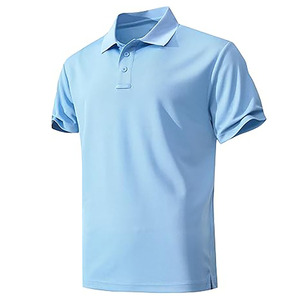 เสื้อโปโลสีฟ้าอ่อนสำหรับผู้ชายพร้อมโลโก้สั่งทำพิเศษ – ผ้าฝ้ายระบายอากาศ แขนสั้น สวมใส่สบาย ขายส่ง ผู้ผลิต OEM - Product Image 1