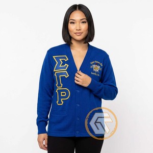 เสื้อกั๊กอะคริลิคปักลาย Sigma Gamma Rho แบบสั่งทำพิเศษ ติดกระดุมด้านหน้า สำหรับฤดูหนาว คุณภาพสูง คอวี สำหรับผู้หญิง - Product Image 3