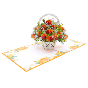 Carte de vœux 3D en forme de panier de fleurs, artisanat en papier fait main, vente en gros - Product Image 4
