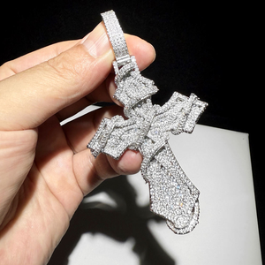 Colgante de Cruz con Diamantes de Moissanita, Plata 925, Estilo Iced Out, Joyería Religiosa Hip Hop, Brillante, Regalo para Hombres y Mujeres - Product Image 2