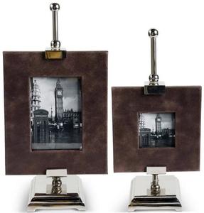 Marco de Fotos de Cuero Marrón de Lujo Clásico Premium con Soporte de Metal Pulido para una Exhibición Elegante en la Mesa de la Sala de Estar - Product Image 4