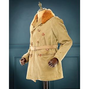 WWII US Vintage Style Trench Coat Made in Genuine Goatskin <b>Suede</b> Leather High Quality Custom Leather <b>Jacket</b> for Men - Product Image 2