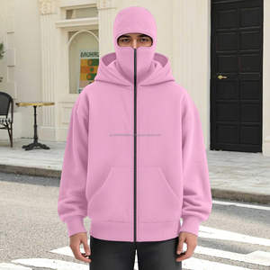 Sweat à capuche avec fermeture éclair brodée personnalisée, 100% coton, veste en polaire d'hiver, couvre-visage, poche, écologique, unisexe, commande en gros - Product Image 1