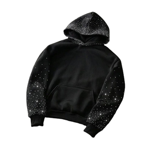 Manufacture New Arrival Custom <b>Thermal</b> Rhinestone Hoodies <b>For</b> <b>Men</b> Wholesale Factory Custom Rhinestone Hoodies - Product Image 5