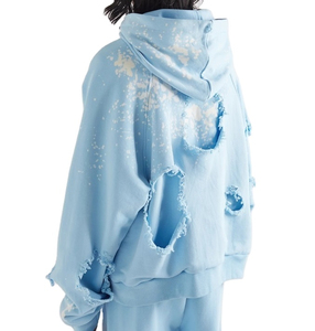 Sweat à capuche épais 100% Coton, coupe ample et oversize, design personnalisé, effet délavé soleil et délavé à la pierre, effet vieilli, en molleton bouclette, pour l'hiver - Product Image 2