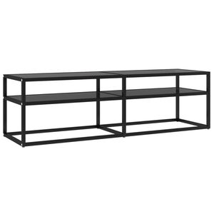 Mueble para TV de Vidrio Templado Negro y Acero con Recubrimiento en Polvo, Elegante Soporte para Televisor - Product Image 2