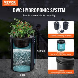 DWC da 5 galloni di coltura idroponica sistema per ortaggi a foglia superiore Kit di coltura acqua profonda a goccia pietre pompa aria livello dell'acqua idroponica - Product Image 2
