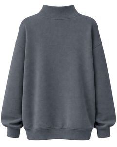 Sudadera de Forro Polar Oversize para Mujer, Color Gris Oscuro, Cuello Alto, Estilo Casual, Cálida para Invierno, de Algodón y Poliéster, Corte Holgado, Top de Moda - Product Image 2