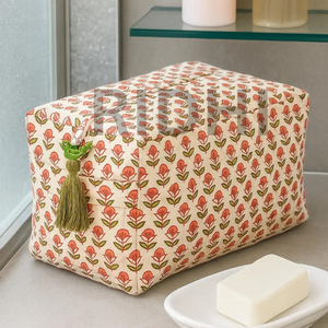 Pochette de voyage matelassée personnalisée à motif imprimé, grande, vintage, écologique, avec fermeture éclair, multi-usage, pour cosmétiques - Product Image 6