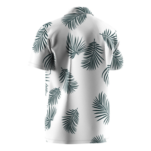Polo pour homme à manches courtes, imprimé feuilles tropicales, coupe classique, décontracté, en coton tissé respirant - Product Image 1