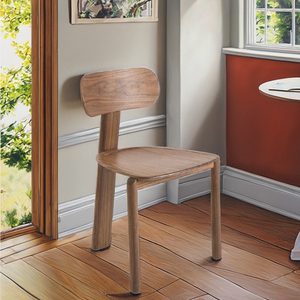 Chaise de salle à manger trépied moderne et durable NAM HAI en noyer et placage - Product Image 1