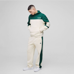 Men’s Premium Regular Fit <b>Colour</b> Block Hooded Tracksuit <b>Set</b> – Hoodie & Jogger Pants - Product Image 1