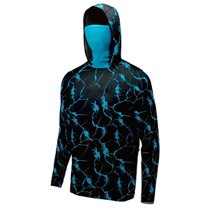 Vente en gros de sweats à capuche de pêche pour hommes à manches longues UPF 50, anti-UV, évacuant l'humidité, avec cache-cou intégré - Product Image 1
