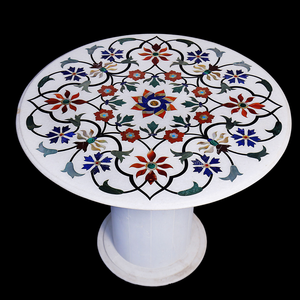 Mesa de Centro Redonda de Mármol Blanco, Muebles Modernos para Sala de Estar - Product Image 2