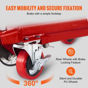 Carrello da tavolo a forbice manuale capacità 500 libbre 28.5 \ "altezza di sollevamento 4 ruote antisdrucciolevoli materiale idraulico movimentazione rosso - Product Image 4