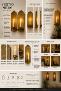 Antique Brass <b>Wall</b> <b>Sconce</b> Set of 2 Framed Candle Holders Traditional Decorative Hanging Ornamental Design - Product Image 2