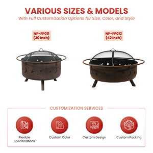 Large Decorative Outdoor <b>Fire</b> <b>Pit</b> Bronze Wood Burning Round Firepit Moon Star Cutout with Spark Guard FP011 - Product Image 4