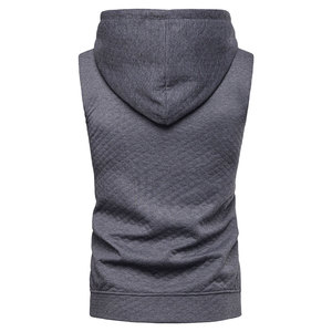 Winter Fitness Training Casual Men <b>Sleeveless</b> <b>Hoodie</b> 100% Cotton Fleece Solid Quick Dry & Eco-Friendly with Hood Storage Pocket - Product Image 2