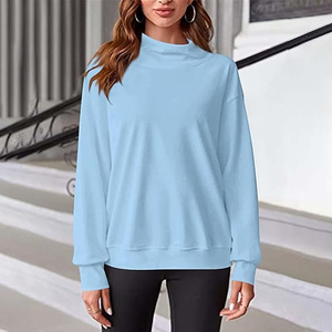 Women Mock Neck Sweatshirt Comfortable Lounge Wear - Product Image 3