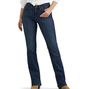 Jeans de Mezclilla de Cintura Alta para Mujer, Corte Recto, Color Azul Oscuro, Cinco Bolsillos, Estilo Casual, para Todas las Temporadas - Product Image 1