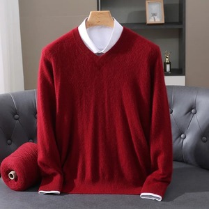 Mink Cashmere Sweater V-neck Pullover Knit Bottoming <b>Shirt</b> Autumn And Winter New Long-Sleeve High-End Mink Tops - Product Image 6