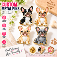 Badge Métallique Publicitaire Personnalisé Nouveauté Chien Bouledogue Français Coloré et Vivant pour Amateurs d'Animaux – Cadeau Promotionnel avec Impression UV