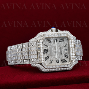 Reloj de Lujo de Edición Limitada con Incrustaciones de Moissanita para Hombre |   Reloj de Pulsera Cuadrado Automático Analógico de Acero Inoxidable con Cristal de 20 mm, Estilo Hip Hop - Product Image 4
