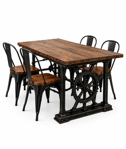 Meilleures ventes - Ensemble de salle à manger moderne en bois à 4 pièces avec structure en métal pour les petits appartements et les hôtels - Product Image 1