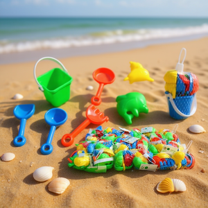 Set di giocattoli da spiaggia con secchio, paletta e stampo 47x13.5x32.5 cm per bambini, per giocare all'aperto - Product Image 3