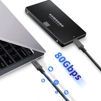 Cable USB4 con Blindaje Trenzado para Transferencia de Datos y Carga Rápida, Revestimiento de PVC/Nylon, 80Gbps, 8K@60Hz, Tipo-C a Tipo-C