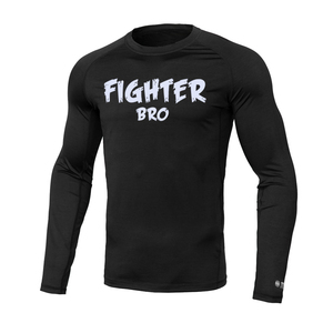 เสื้อรัดกล้ามเนื้อแขนสั้นสีน้ำเงินสำหรับผู้ชาย Fighter Bro แห้งเร็ว พิมพ์ลายโลโก้ด้านหน้า - Product Image 3