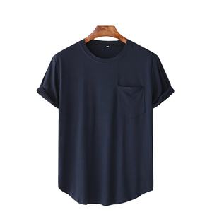 T-shirt décontracté pour homme 100% coton, coupe ample, manches courtes, avec poche poitrine, personnalisable, multicolore, vente en gros - Product Image 1
