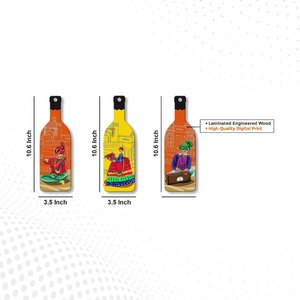 Rajasthani Music Culture Wooden Wall Hanging-Handcrafted Bottle Shaped Art Sign <b>Plaque</b> - Product Image 6