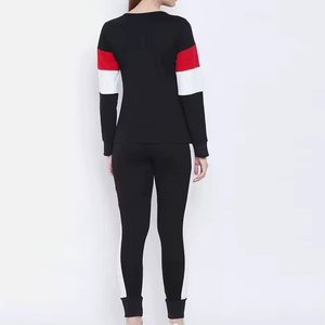 Conjunto Deportivo para Mujer con Bloques de Color, Sudadera Casual de Manga Larga con Cuello Redondo y Pantalones con Bolsillos Laterales - Product Image 4